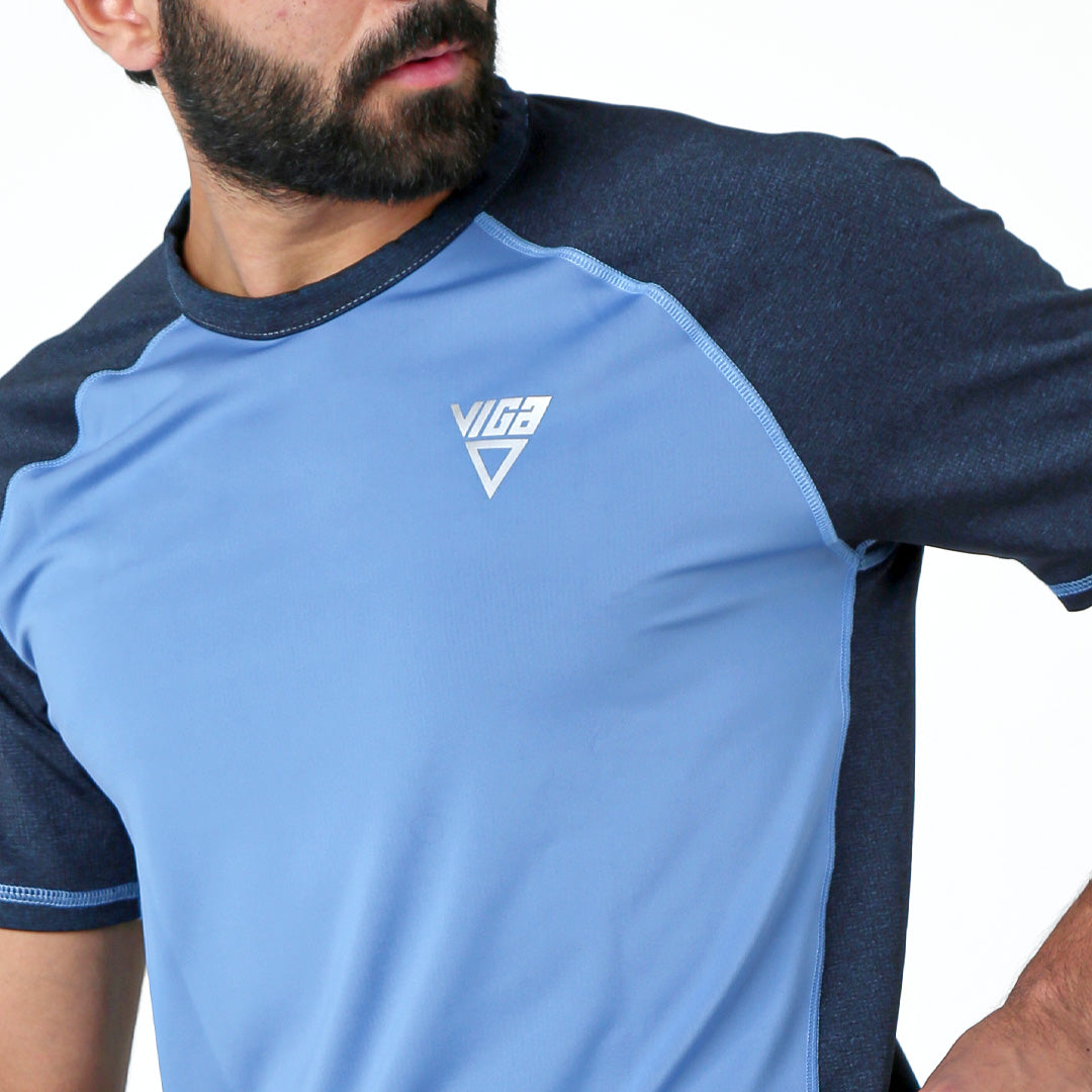 Double face Performance t-shirt - Aqua Blue