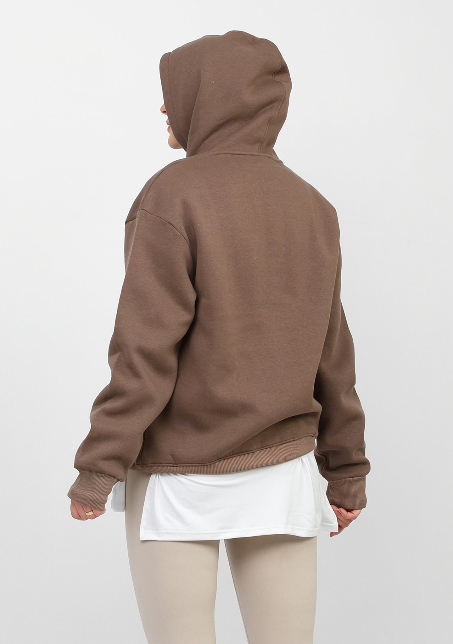 Doe Oversized Fleeced Hoodie - Brown