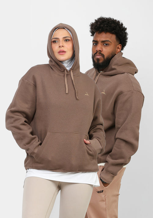 Doe Oversized Fleeced Hoodie - Brown