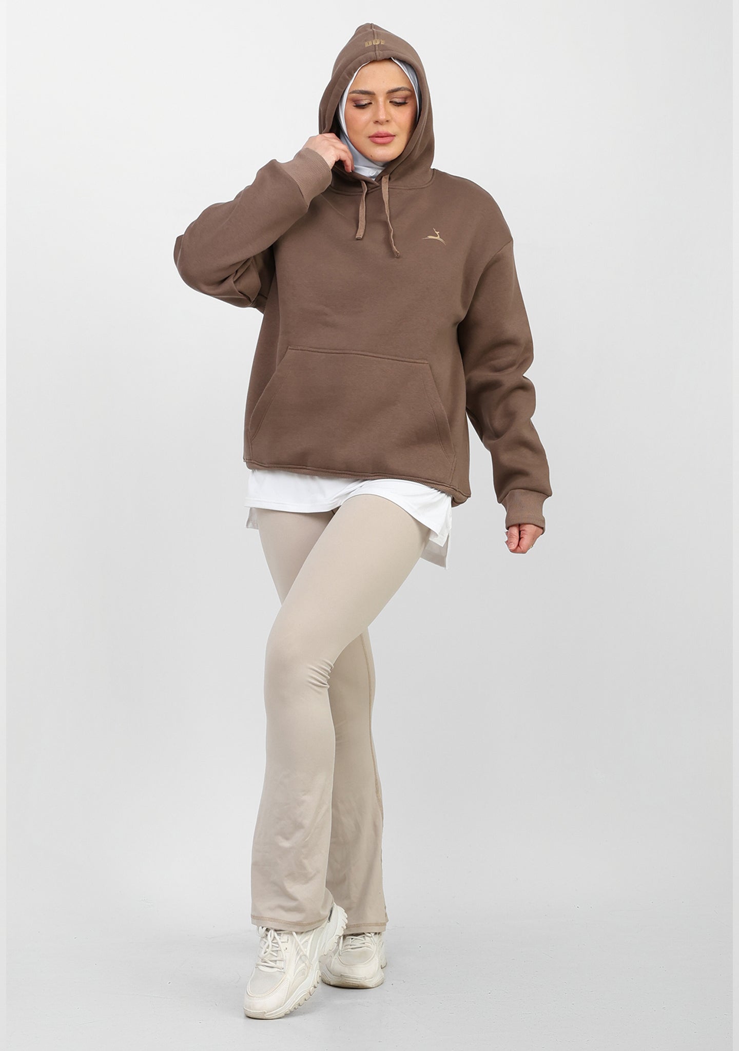 Doe Oversized Fleeced Hoodie - Brown