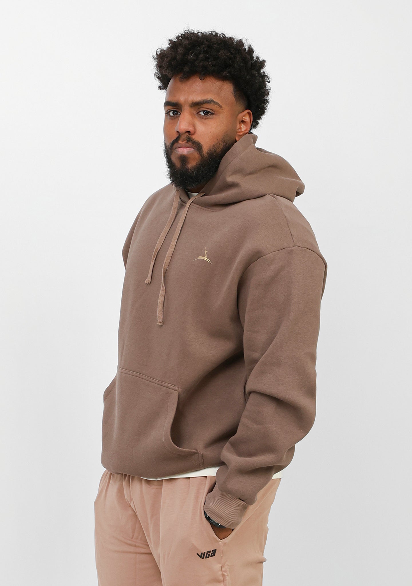 Doe Oversized Fleeced Hoodie - Brown