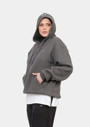 Doe Oversized Fleeced Hoodie - Charcoal