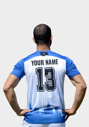 viga white and royal blue soccer jersey ( add your name )