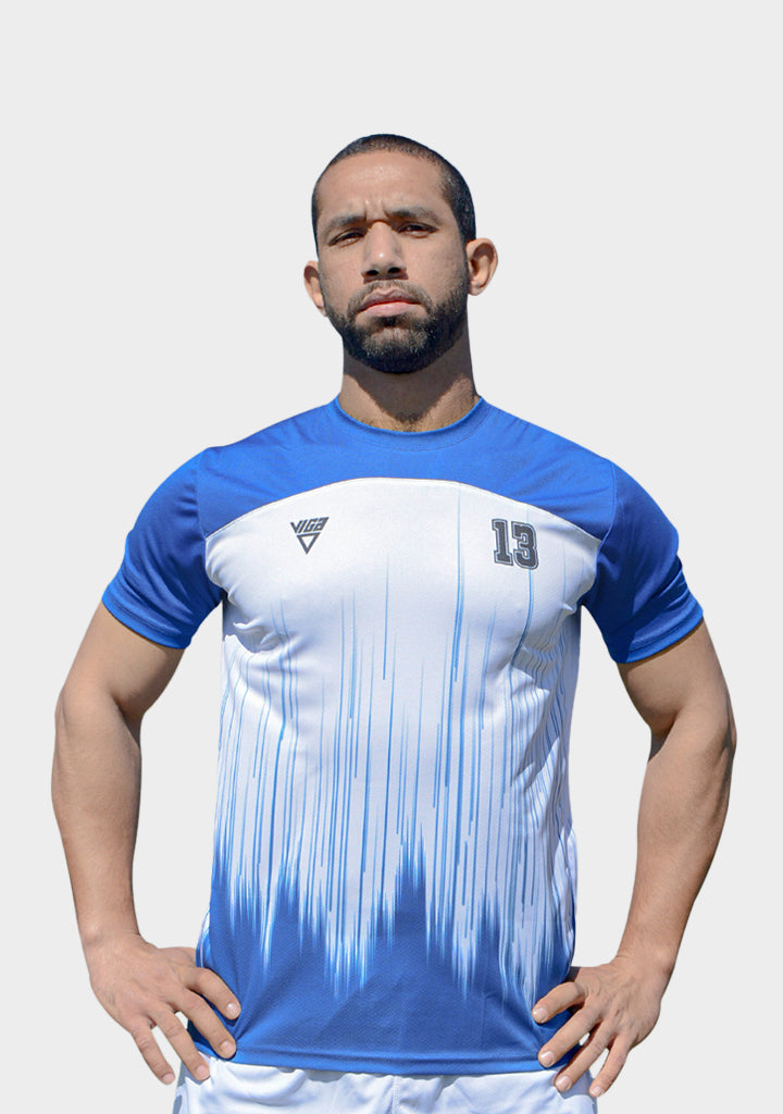viga white and royal blue soccer jersey ( add your name )