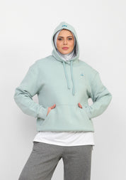 Doe Oversized Fleeced Hoodie - Mint Green