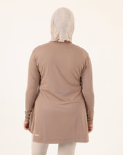 Doe Modest Flow Top in brown — hijab-friendly modest activewear