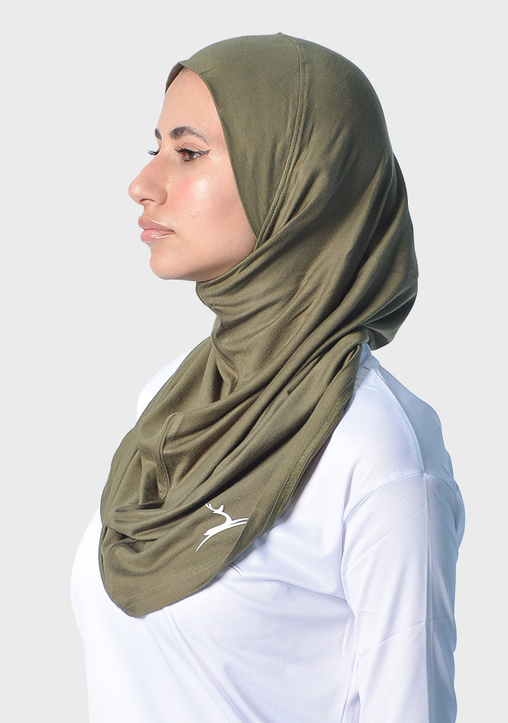 Doe Hijab Headband - side view, olive green