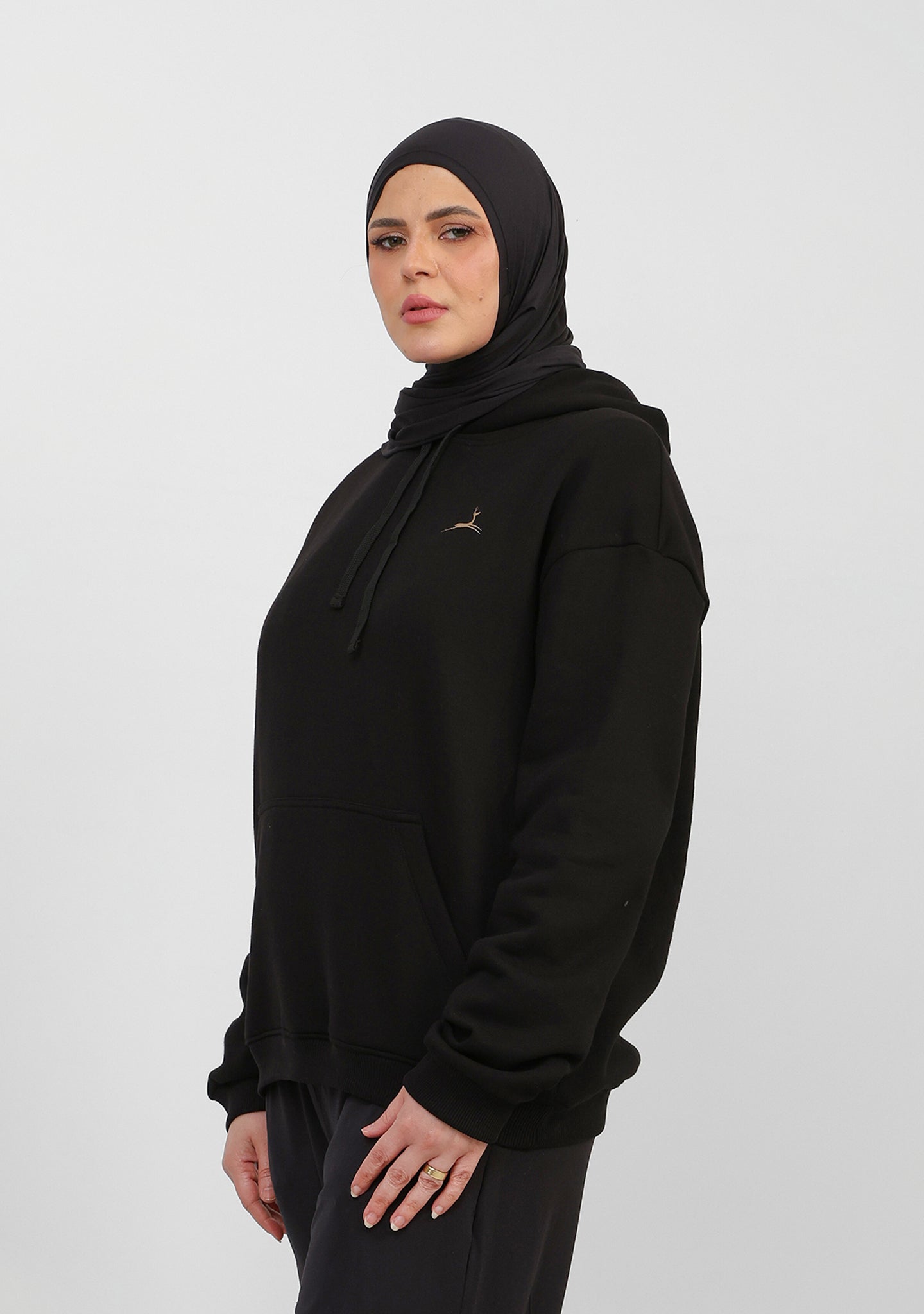 Doe Oversized Fleeced Hoodie - Black