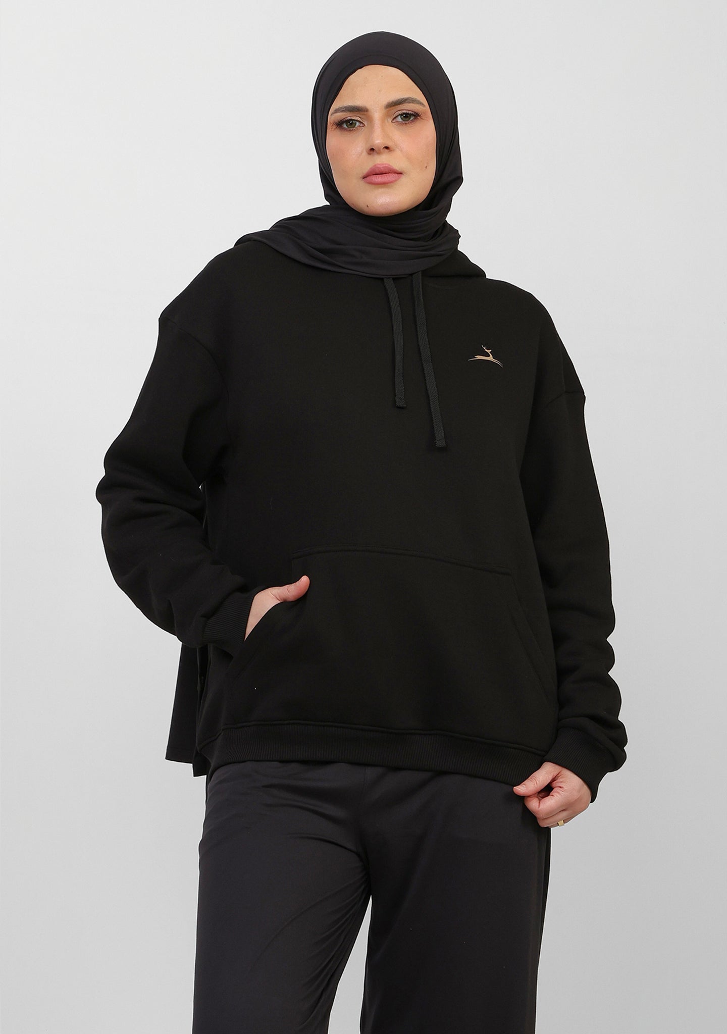 Doe Oversized Fleeced Hoodie - Black
