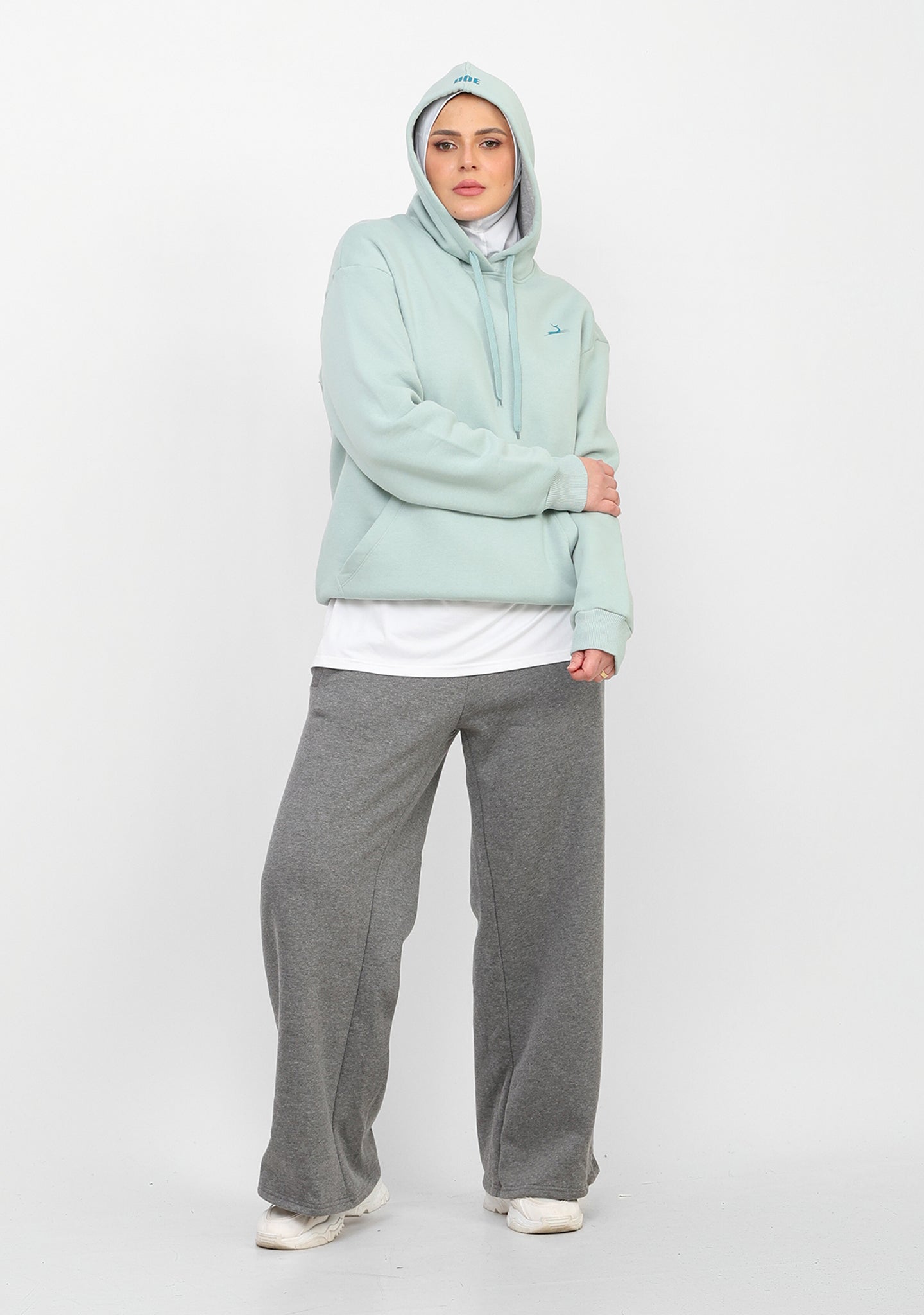 Doe Oversized Fleeced Hoodie - Mint Green