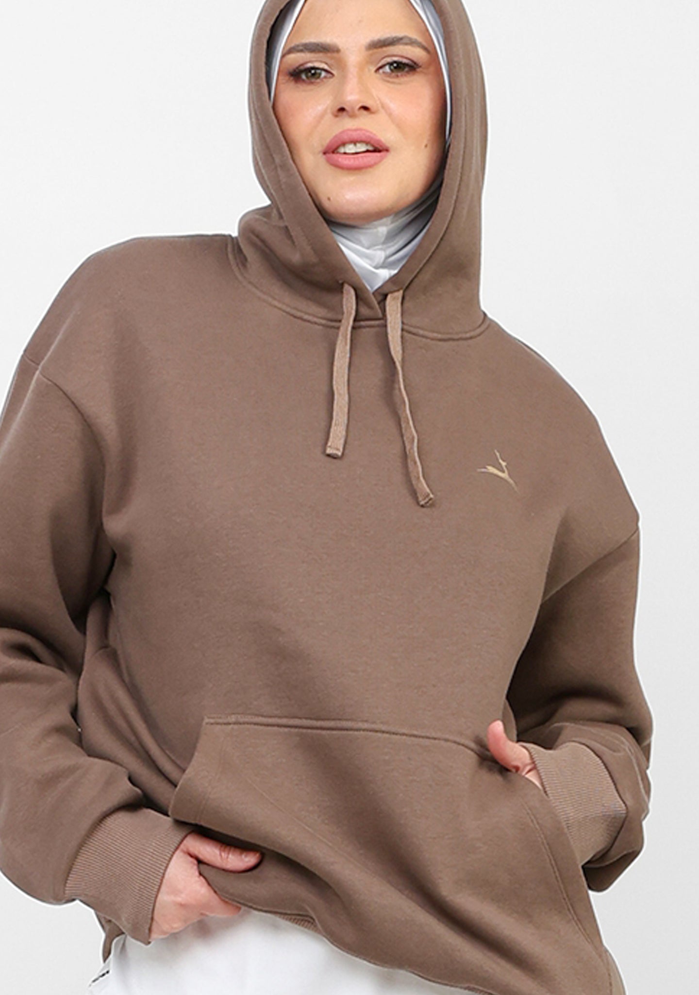 Doe Oversized Fleeced Hoodie - Brown