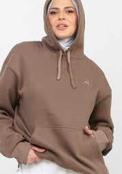 Doe Oversized Fleeced Hoodie - Brown