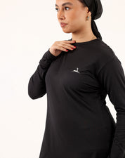 Black Doe Modest Flow Top with relaxed full-coverage fit