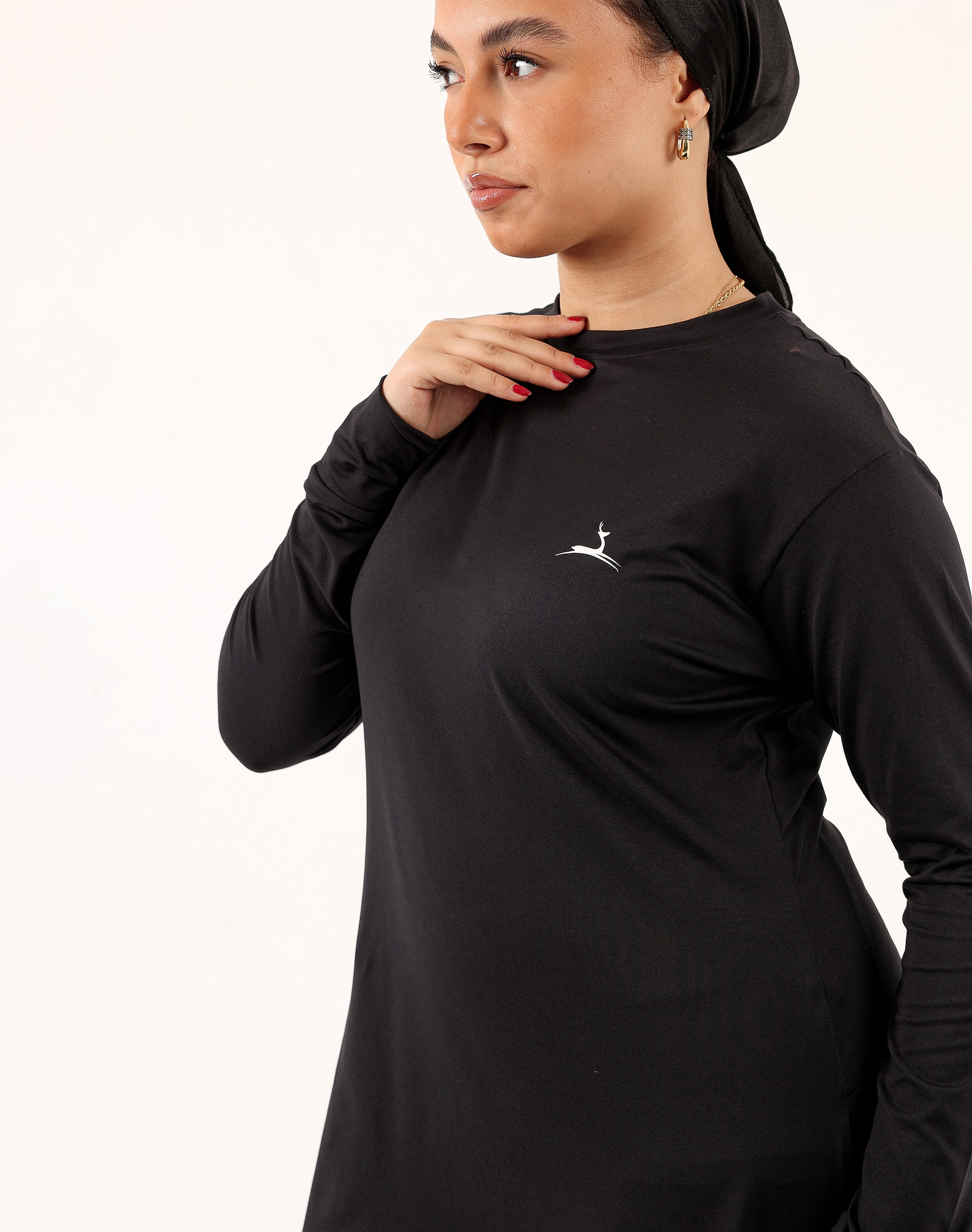 Black Doe Modest Flow Top with relaxed full-coverage fit