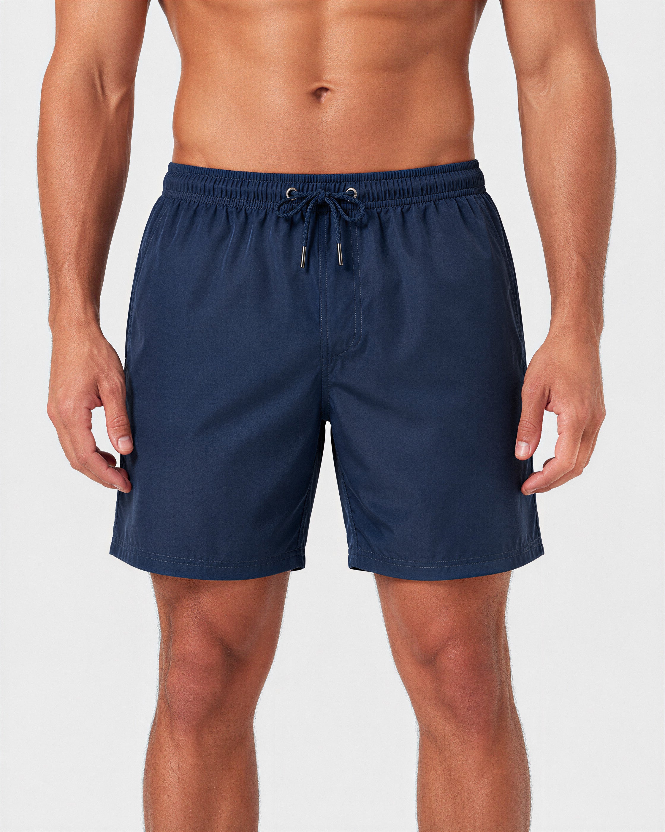Navy Viga solid swim shorts for men — front view