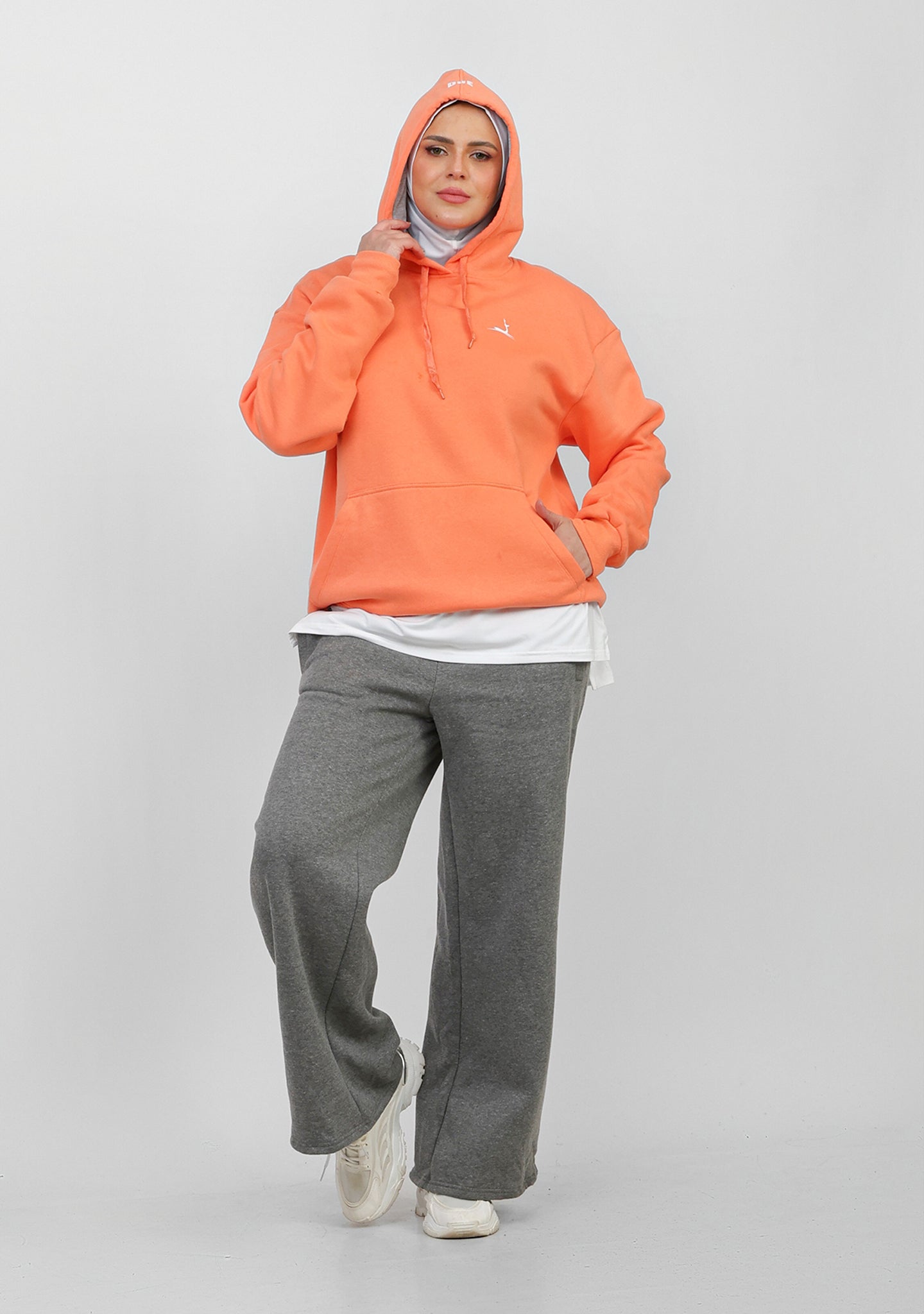 Doe Oversized Fleeced Hoodie - Orange