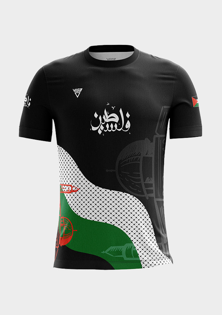 Palestine Black Soccer T-Shirt - front view