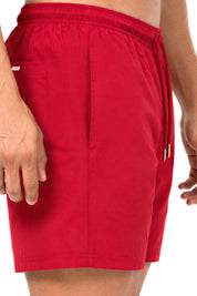 Red Viga solid swim shorts for men — front view
