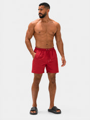 Red Viga quick-dry swimming shorts with drawstring waistband