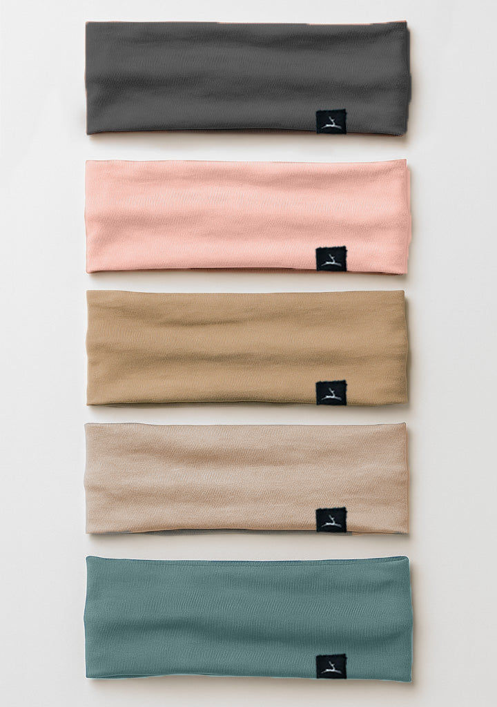 Doe Cotton Lycra Stretch Headbands – Set of 5 Colors