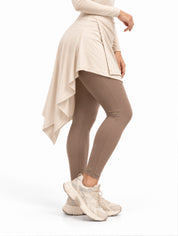 Doe Side Wrap Up Skirt — modest dry-fit gym cover-up skirt worn over leggings