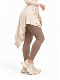 Doe Side Wrap Up Skirt — modest dry-fit gym cover-up skirt worn over leggings