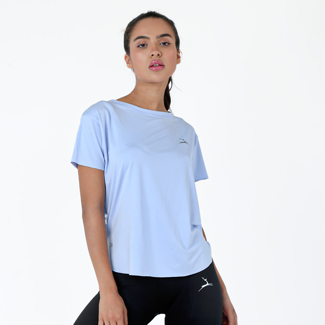 Doe Basic Lightweight Short Sleeve T-Shirt - front view 2, sky blue