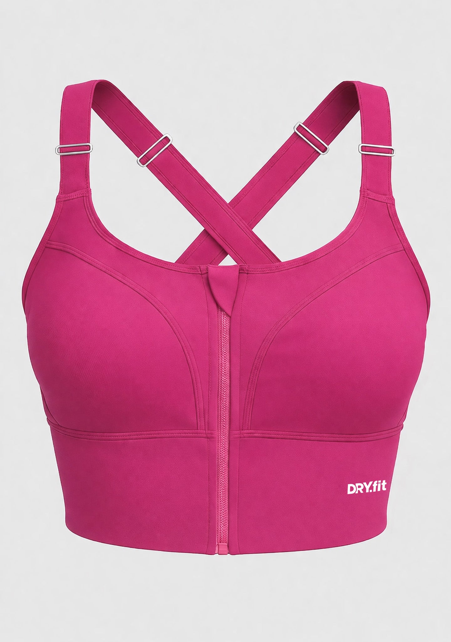 Doe High Support Adjustable Sports Bra – front view , pink