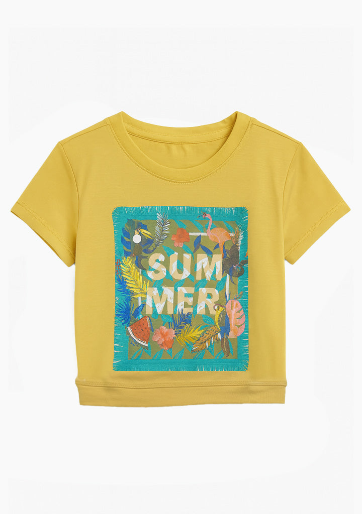 T-shirt - Flamingo yellow Print