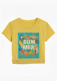 T-shirt - Flamingo yellow Print