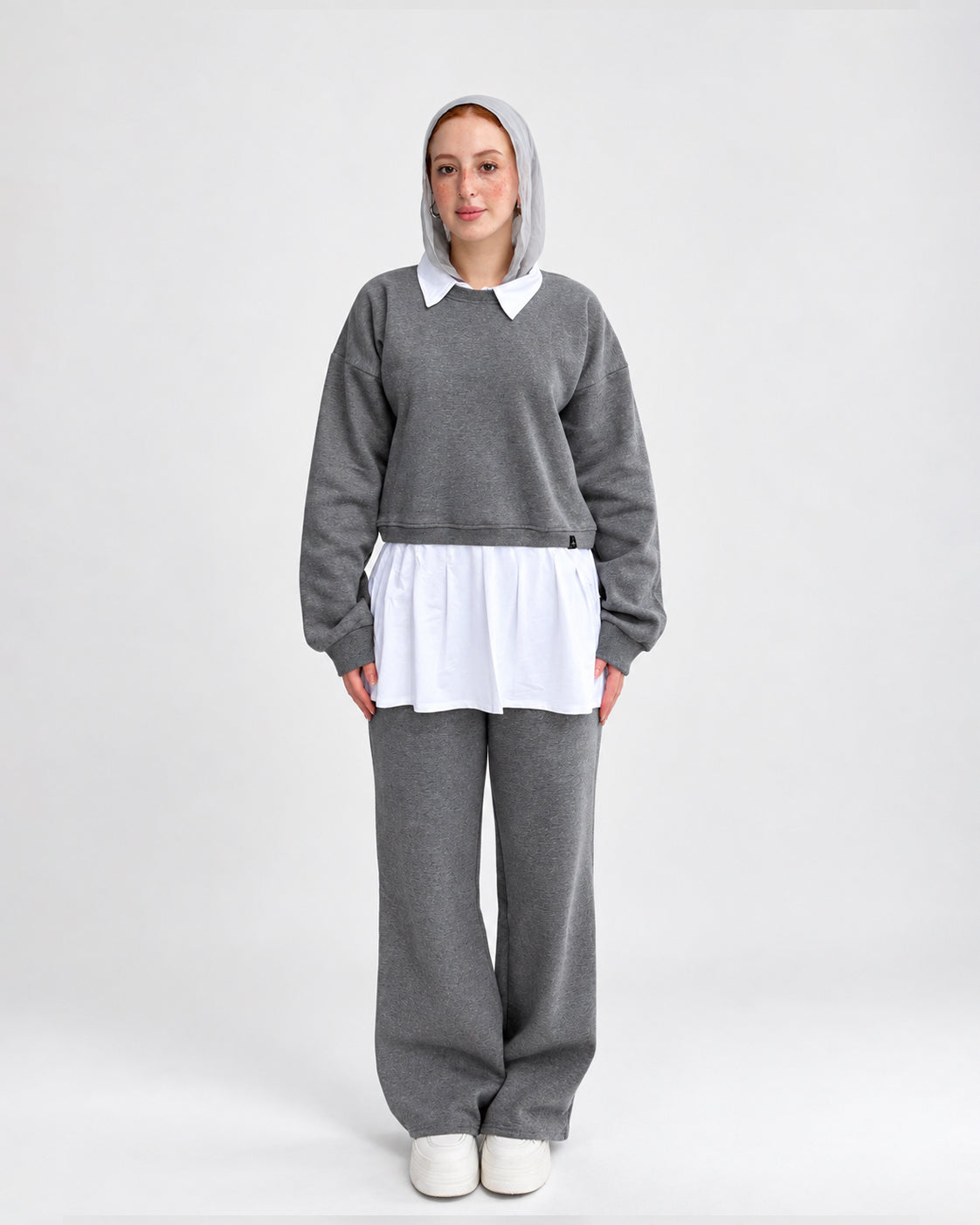 DOE The Hybrid Set — front view of matching sweatshirt and sweatpants