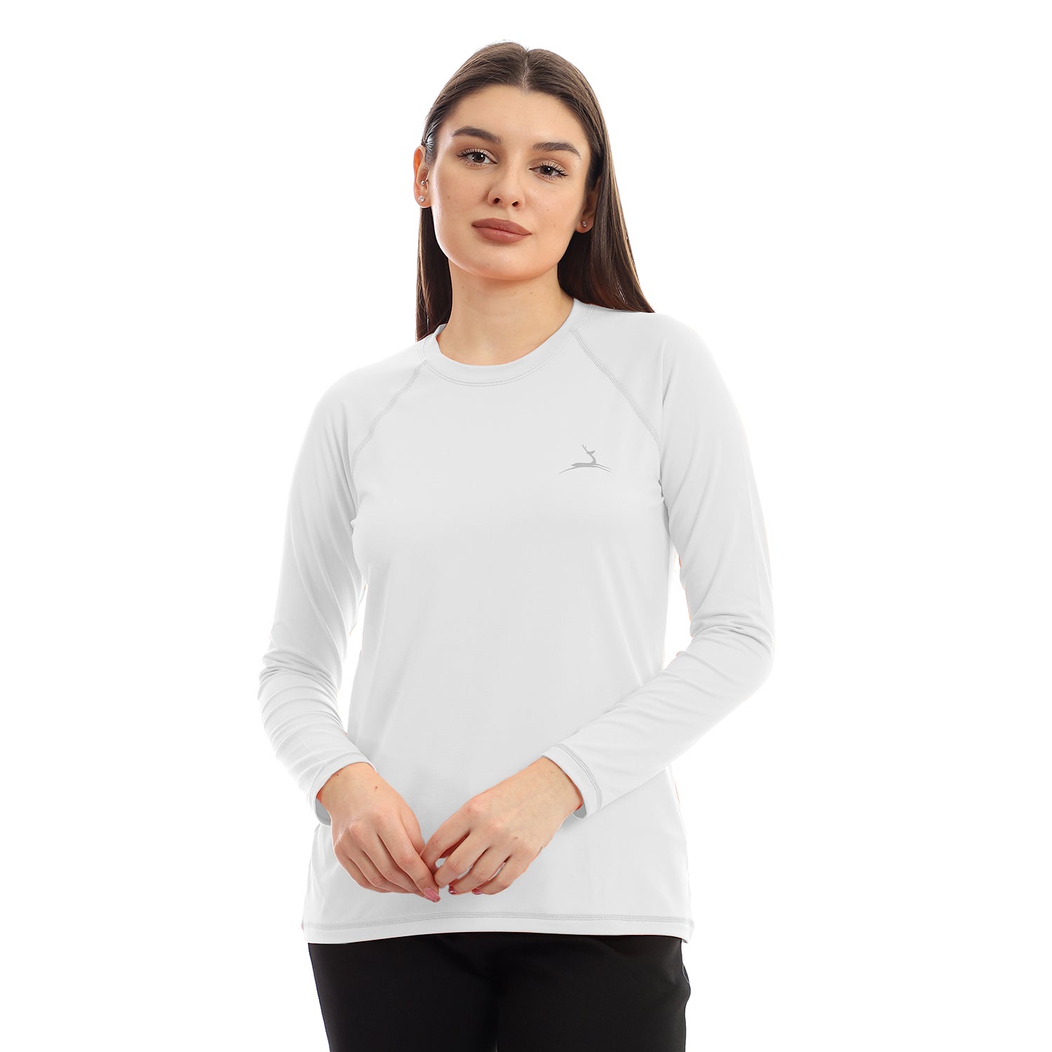 DOE Round Neck Sport T-Shirt - front view, white