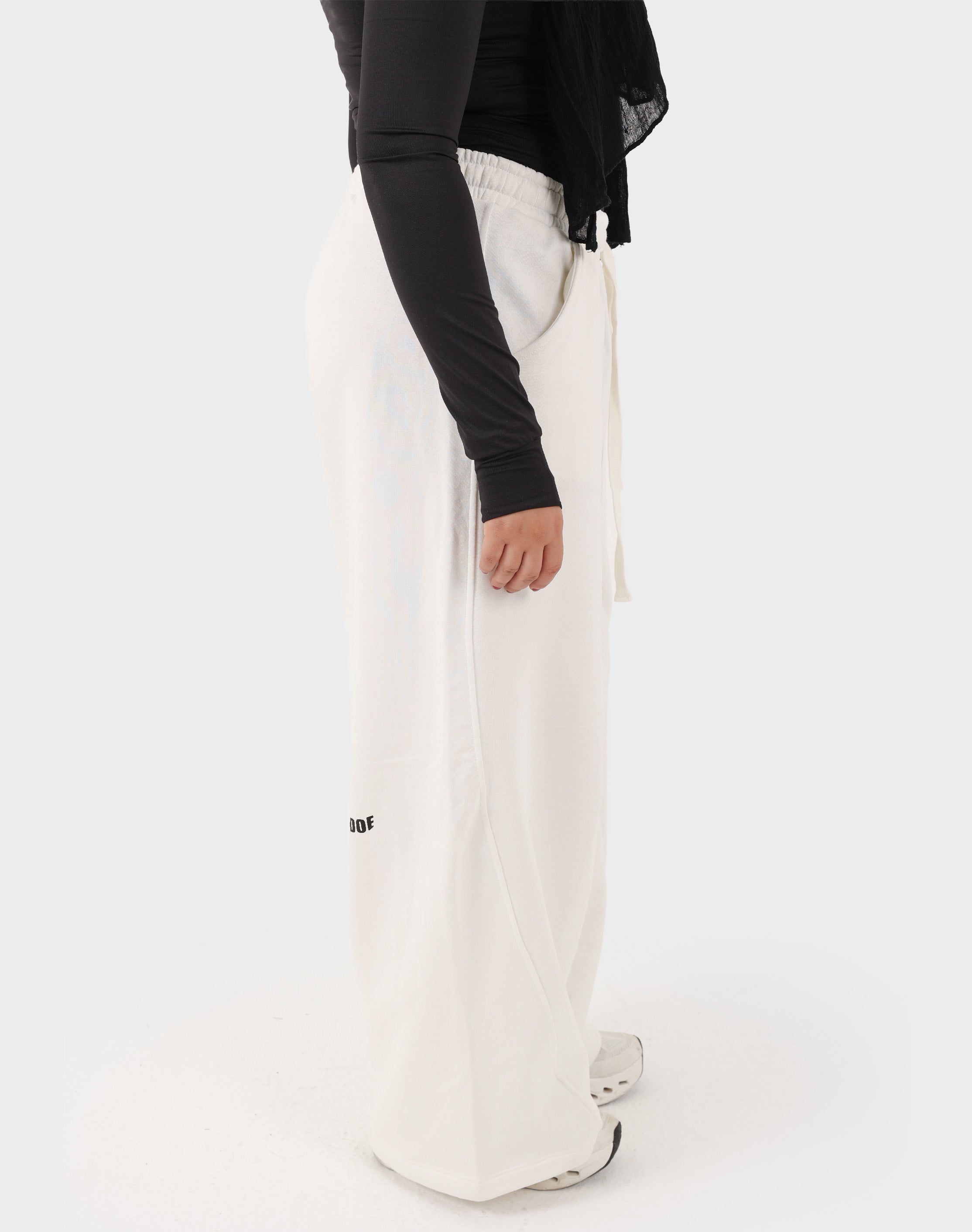White Doe Cloud Fit Pants — oversized lounge fit on model