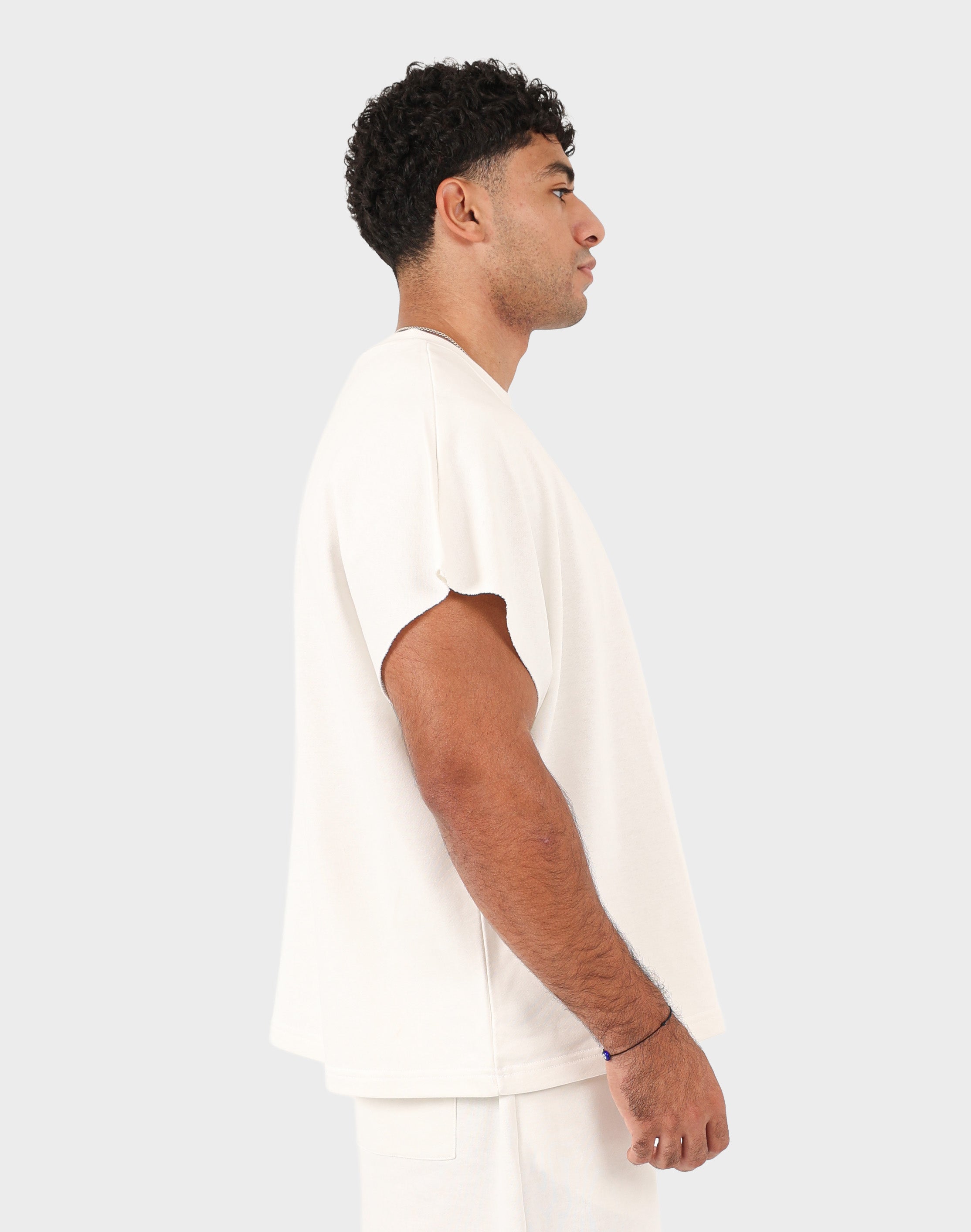 White Viga Box Fit Tank Top — side view