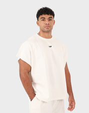 White Viga Box Fit Tank Top — oversized cotton vest