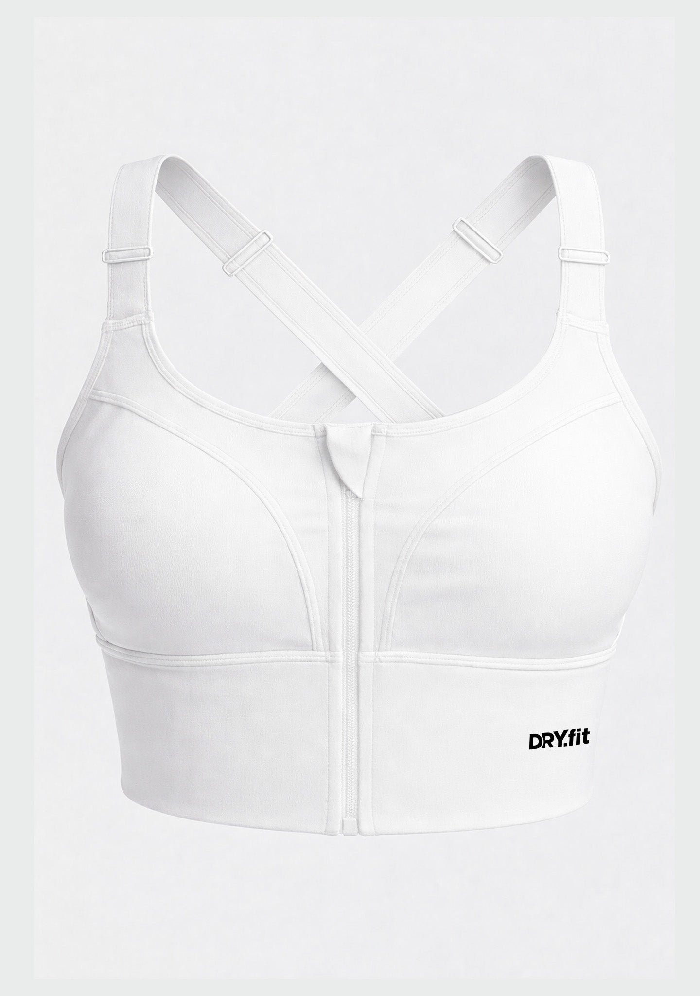 Doe High Support Adjustable Sports Bra – front view , white