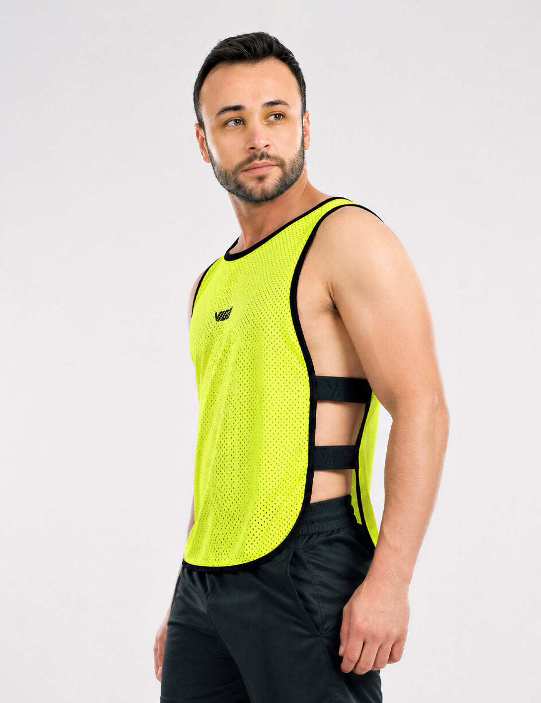 Viga soccer training bib in yellow — breathable Dry-Fit mesh football pinnie by Champs Land