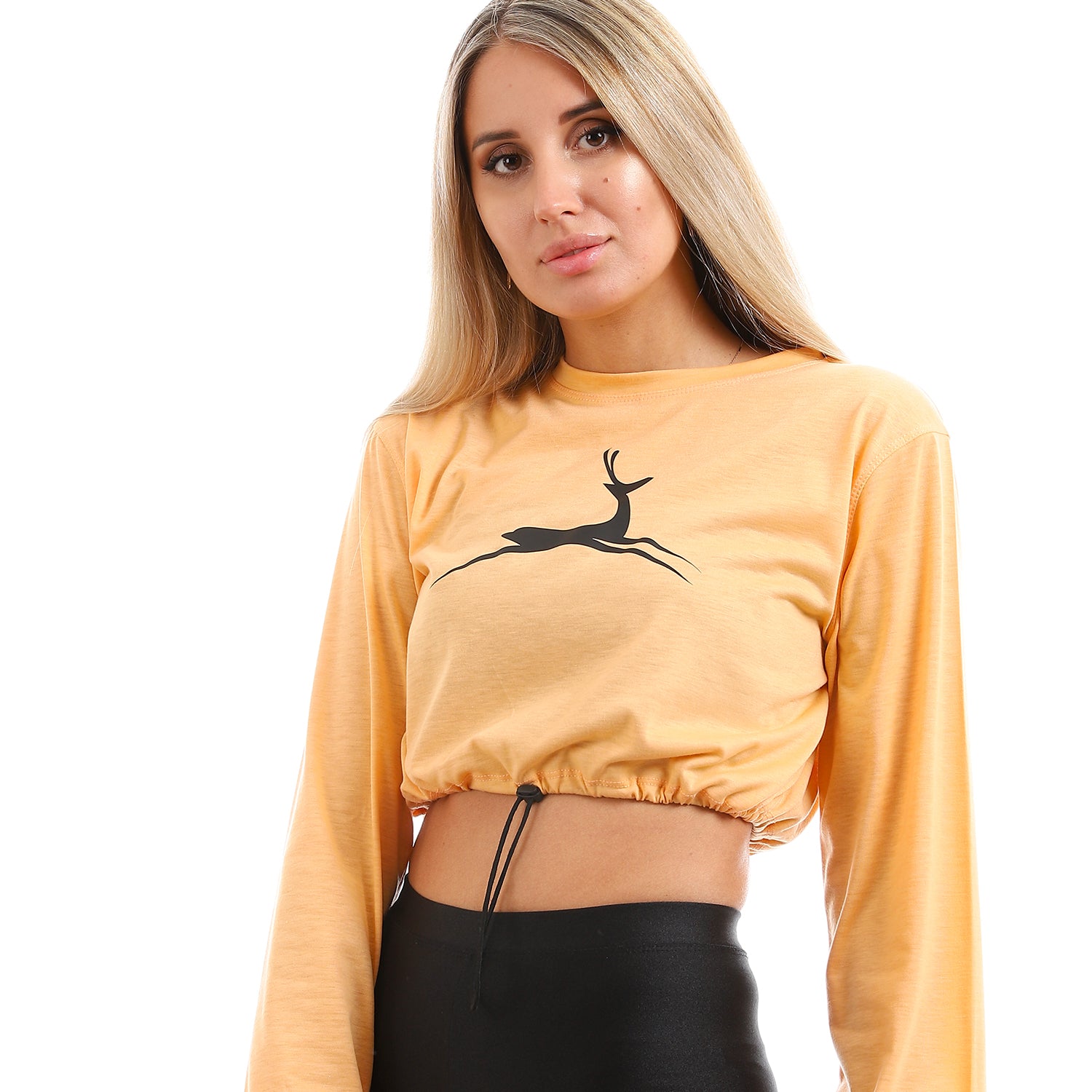 "Doe" Long Sleeves Crop Top (Heather Grey, Orange, Blue ) - Champsland