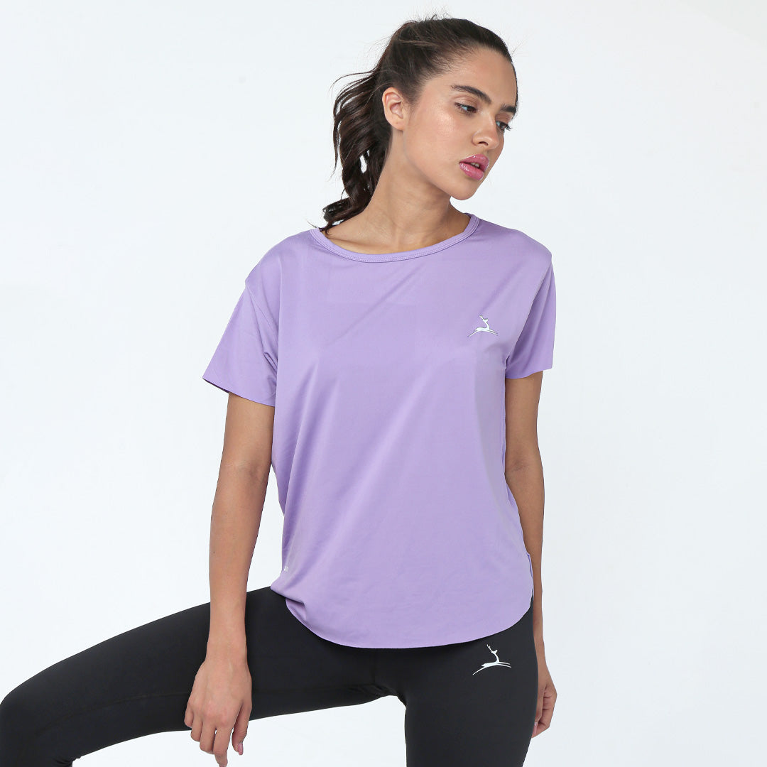 Doe Basic Lightweight Short Sleeve T-Shirt - back view, lavender